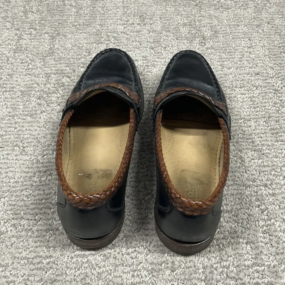 Allen Edmonds Newcomb Shoes Men 8.5D Black Brown Woven Leather Penny Loafers USA
